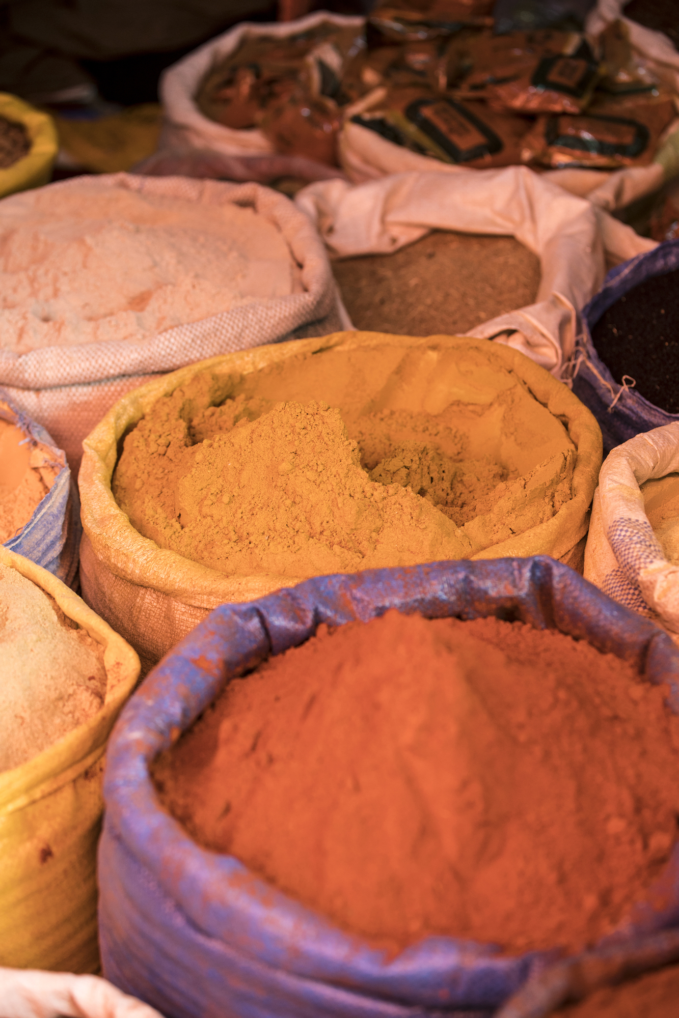 Berbere spice other spices in a market in Ethiopia