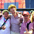 Harald Sindhuber, Johanna Weber, Mag.a Maria Sumereder, Geschäftsführerin der Caritas für Menschen mit Behinderungen, Stefan Haslinger und Betreuerin Monika Itzenthaler.