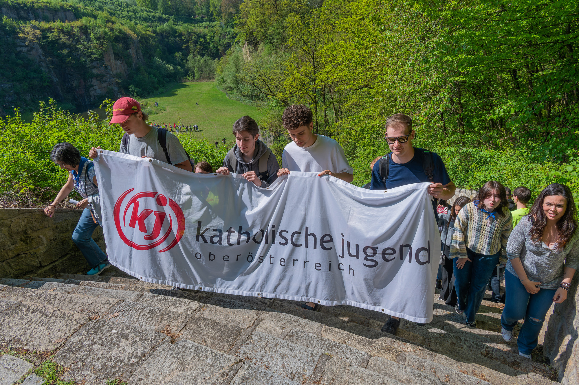 Gedenk- und Befreiungsfeier Mauthausen 2023Internationale Jugendgedenkfeier und Internationale Befreiungsfeier zum Thema „Zivilcourage“ anlässlich der 78. Wiederkehr der Befreiung des KZ-Mauthausen.Bild: die Katholische Jugend bei der internationa