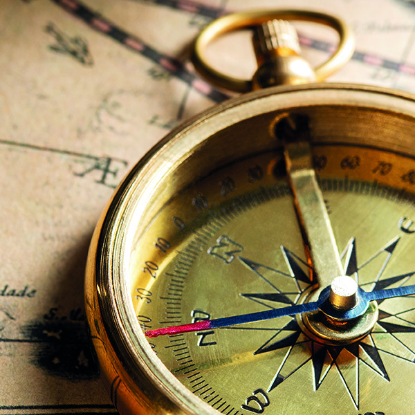 Antique compass on ancient map by H. Hondius dated 1630AD